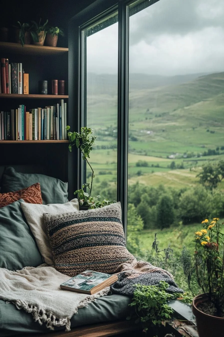 A Book Nook With a Natural Look