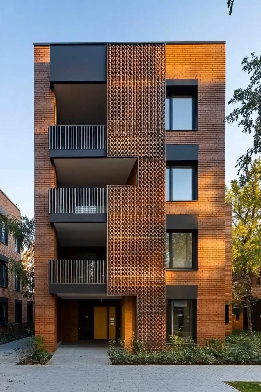 Geometric Flair on a Brick Facade