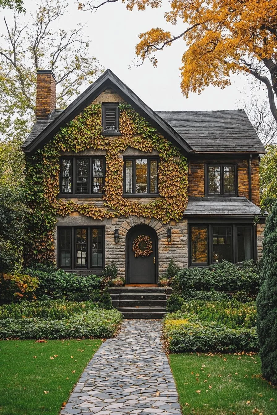 Whimsical Stone Hideaway in Autumn Colors