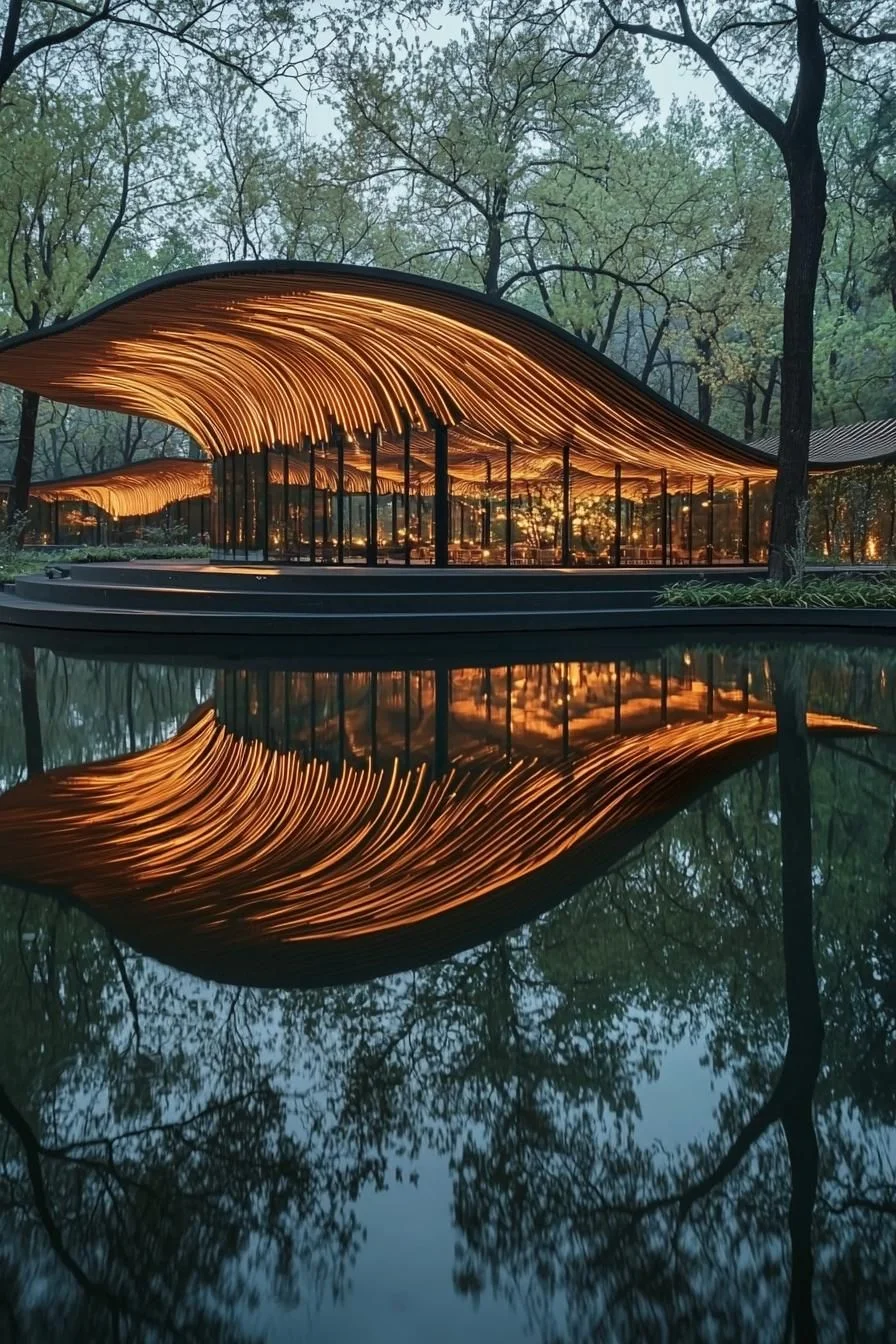 Illuminated Ribbon-Style Pavilion