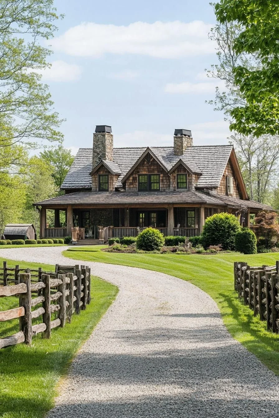 A Rustic Home on a Graveled Drive