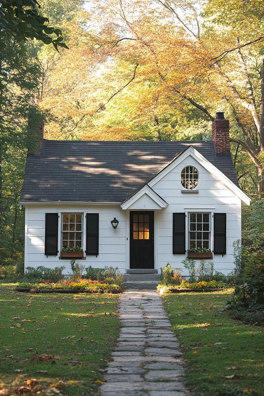 A One-Story Cottage Under Autumn Trees