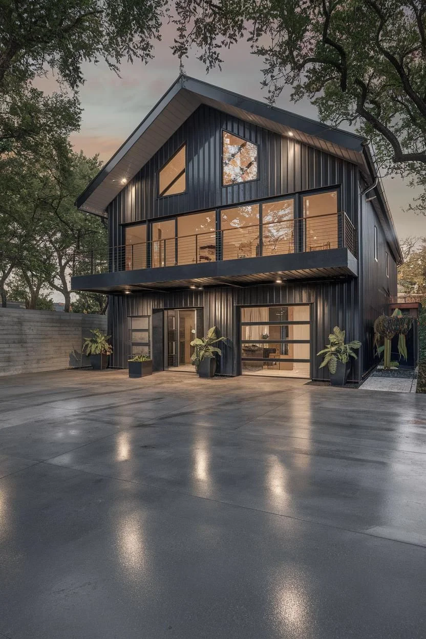 Elegant Dark Garage House Retreat