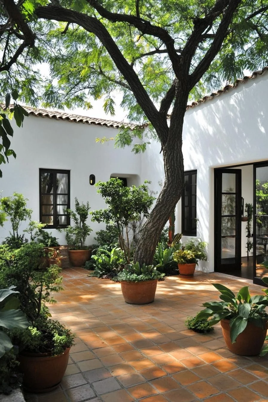 Peaceful Courtyard Retreat With Potted Plants