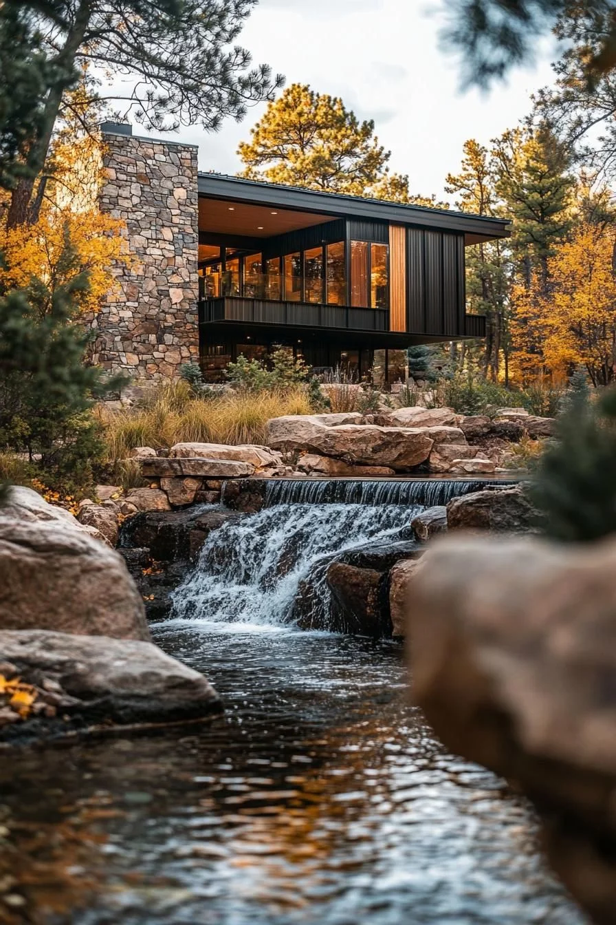 Forest Cabin by a Quiet Stream