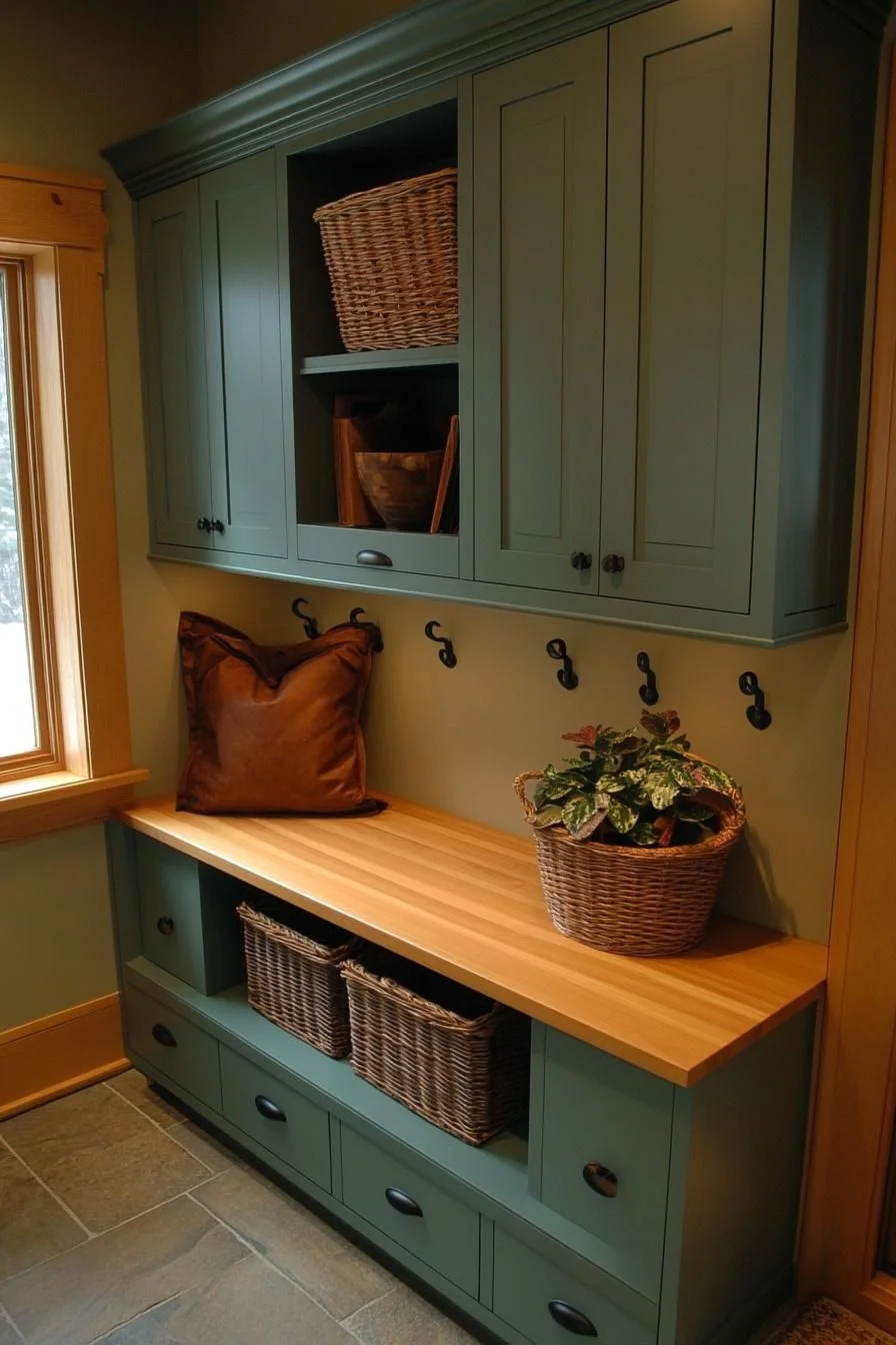 Soothing Green Entryway Setup