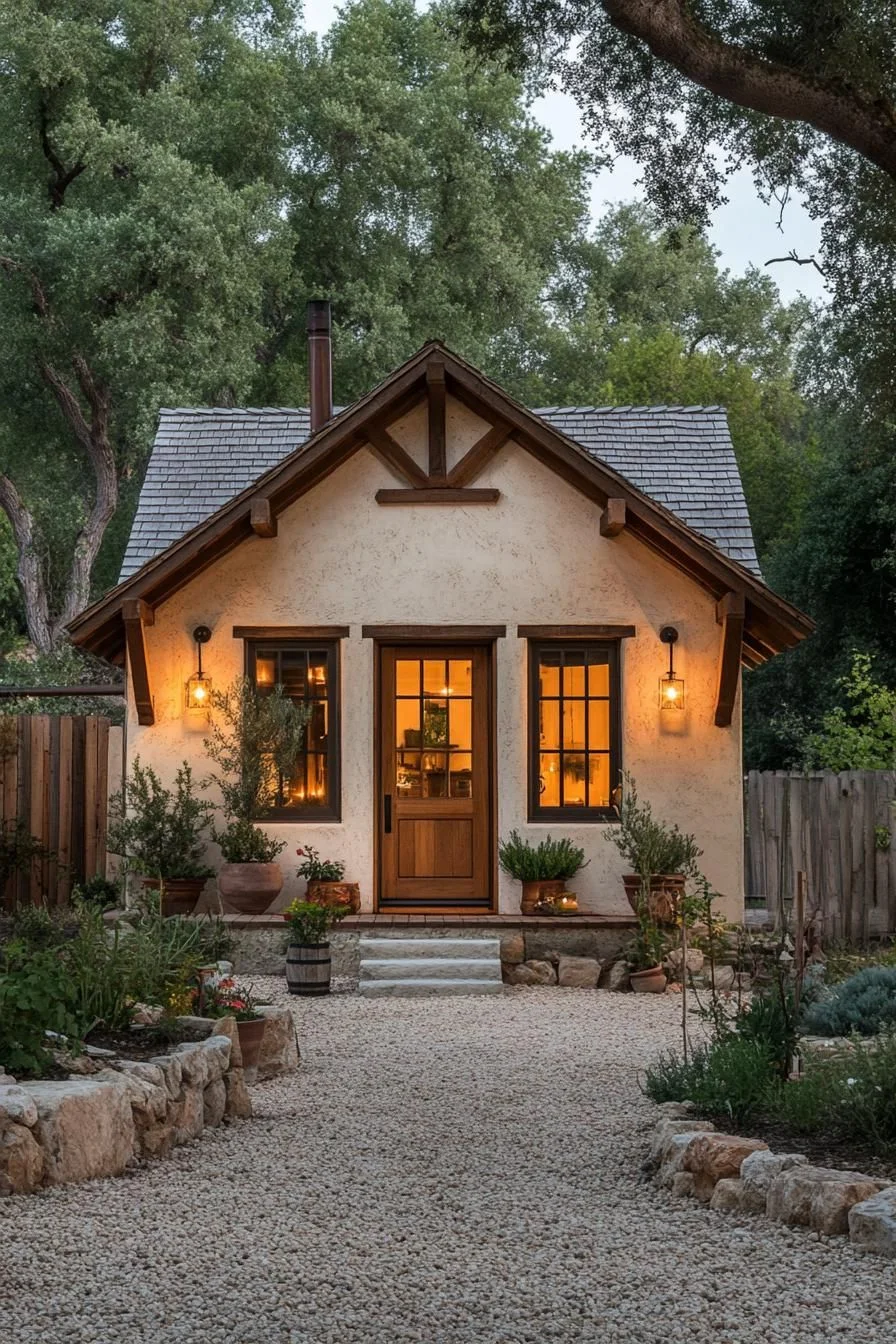 Small Cabin Under a Starlit Sky