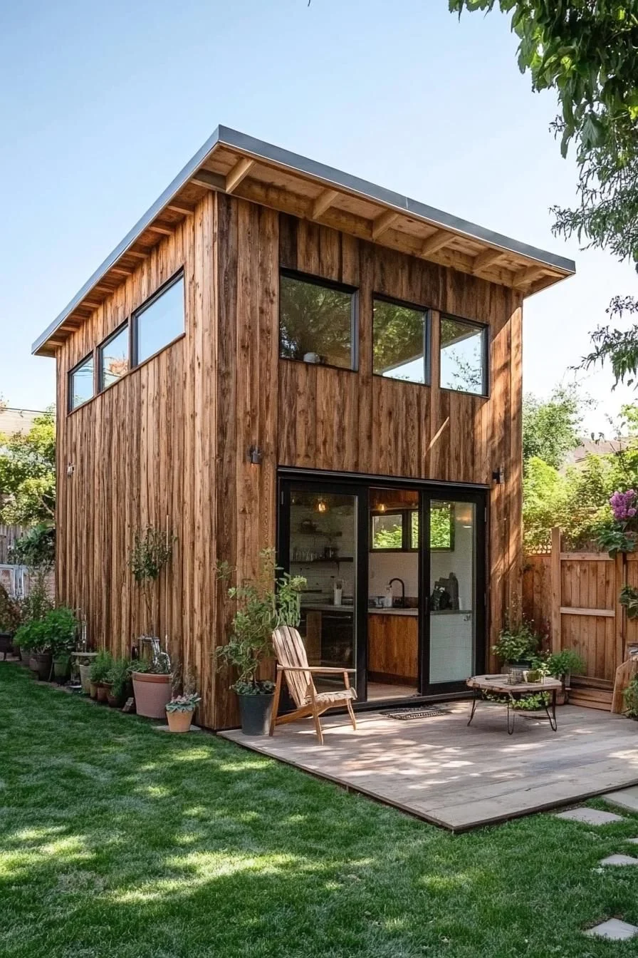 7) A Rustic Garden Getaway with Two Levels