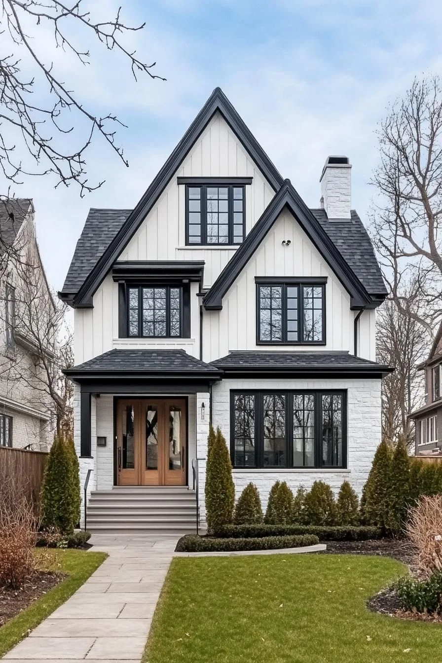 16) Charcoal Trim Adds a Touch of Drama