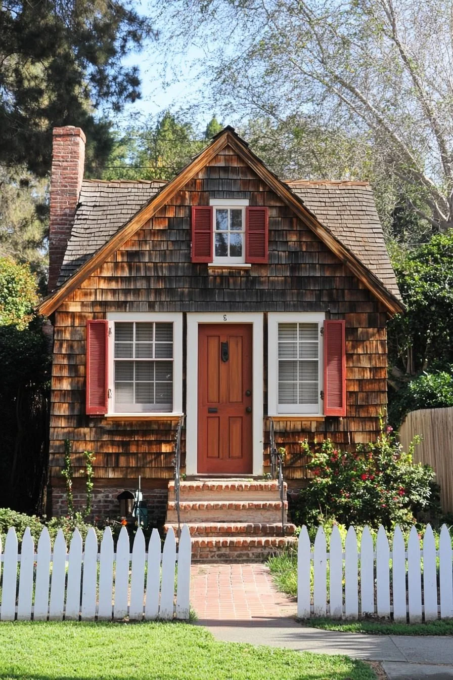 Cottage With Rustic Red Shutters