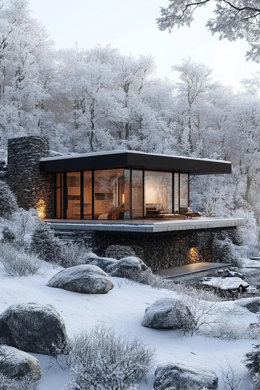 A Glass Cabin on Rocky Ridges
