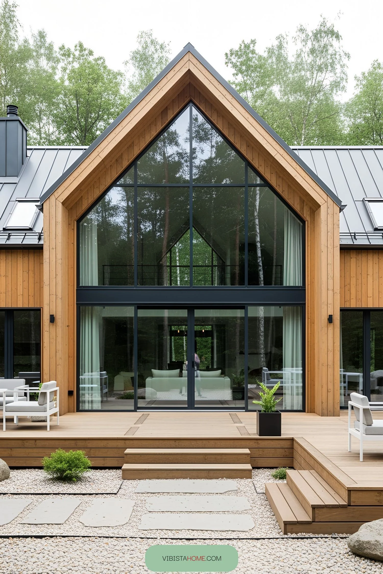 A Glass-Walled A-Frame Retreat