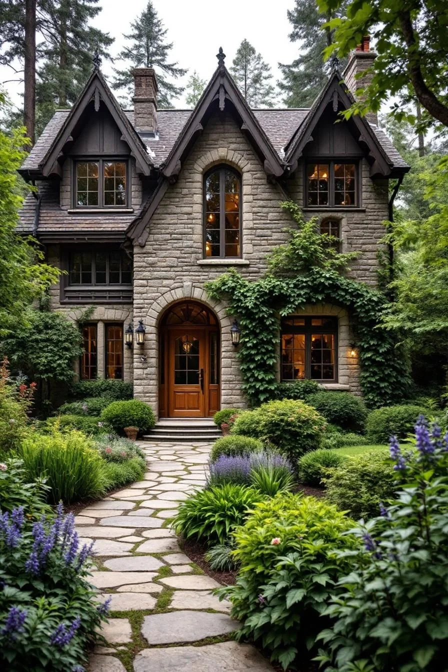 Whimsical Stone Cottage Draped in Ivy