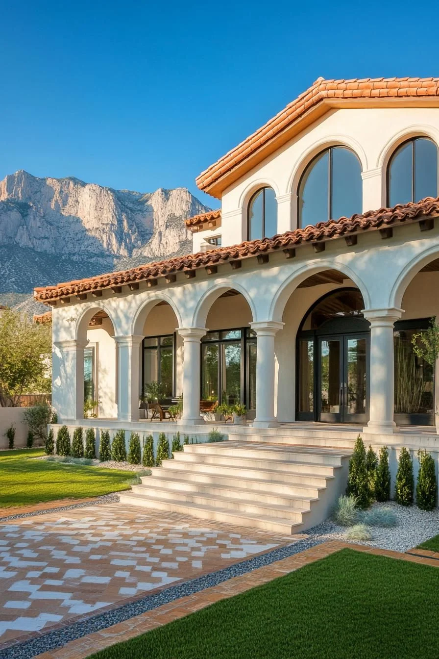 Grand Arched Villa with Mountain Scenery