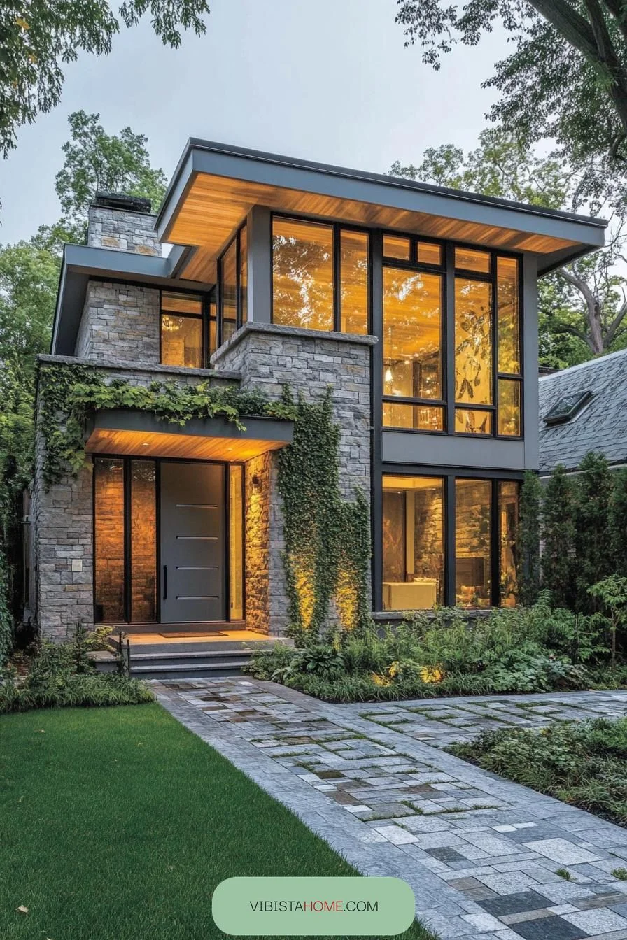 Ivy Charm on a Modern Stone Escape