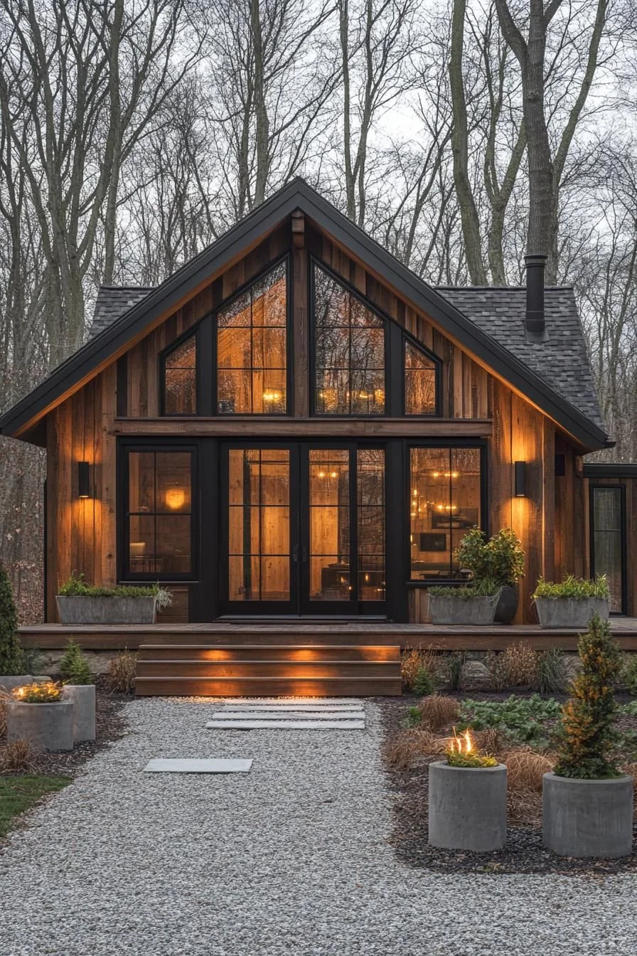 Dark Brick Barn With Sunlit Windows