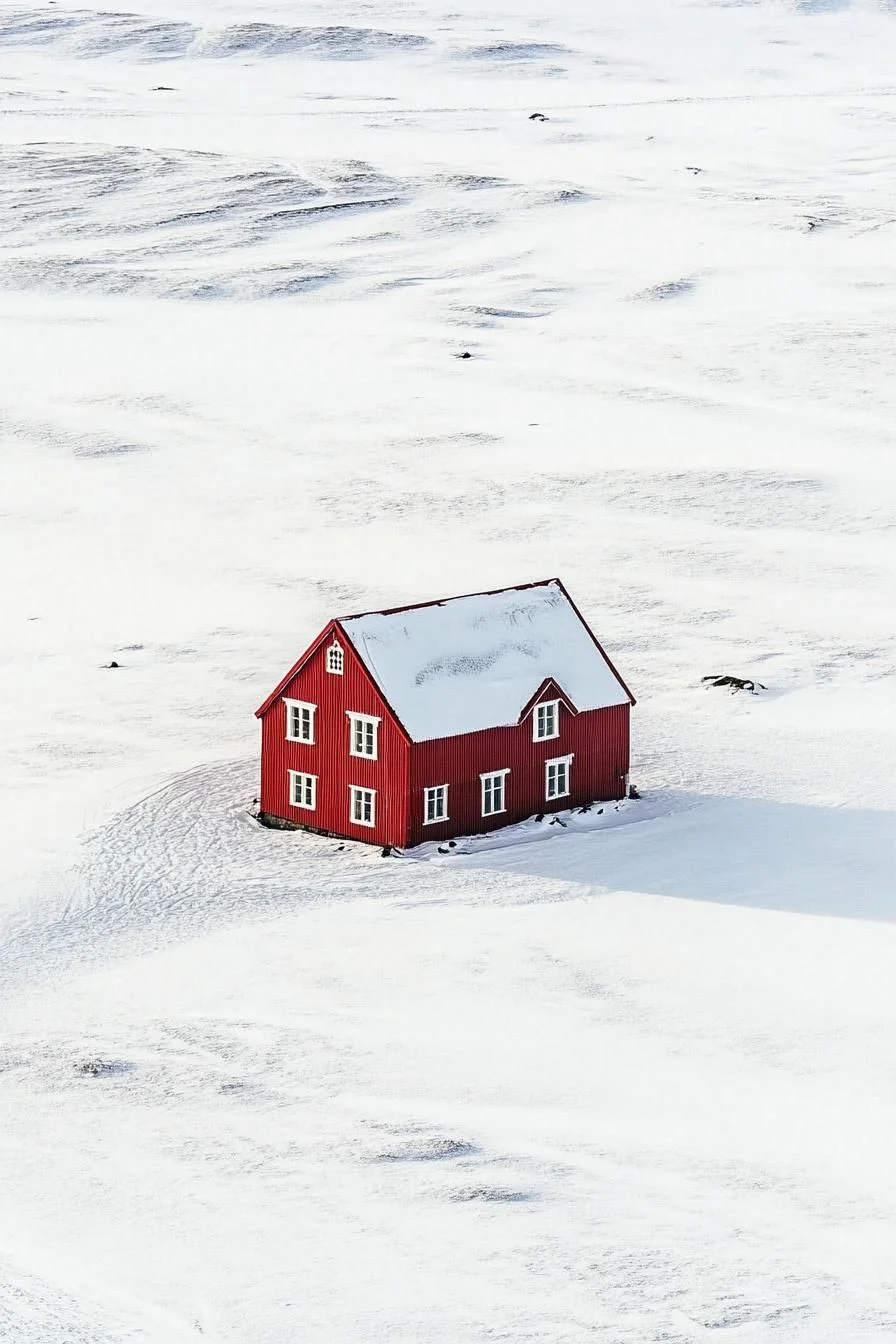 A Small Red House Standing Out