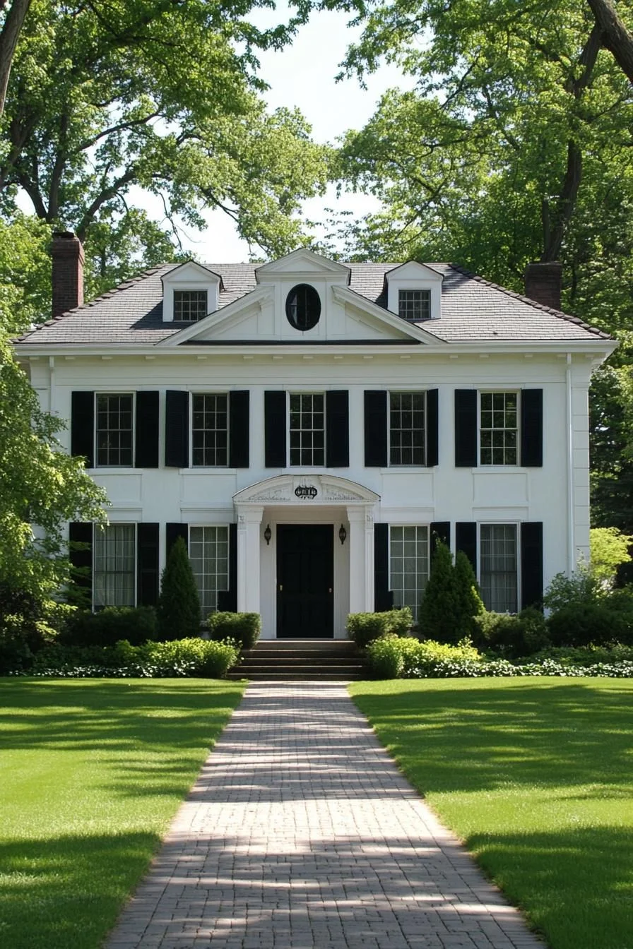 64) White Mansion With Classic Ebony Trim
