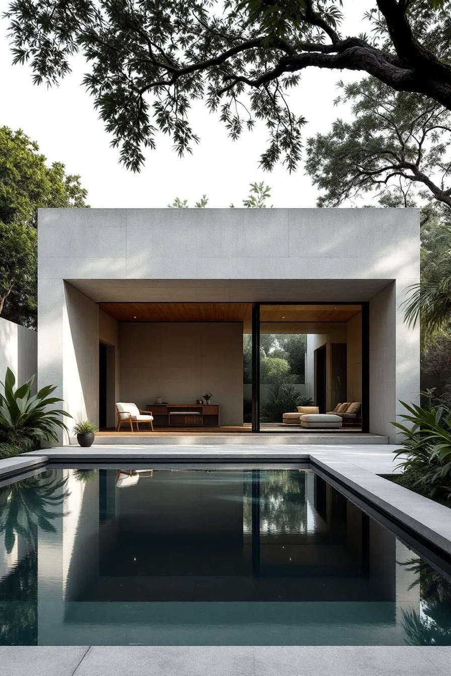 A Concrete Retreat with a Water Feature