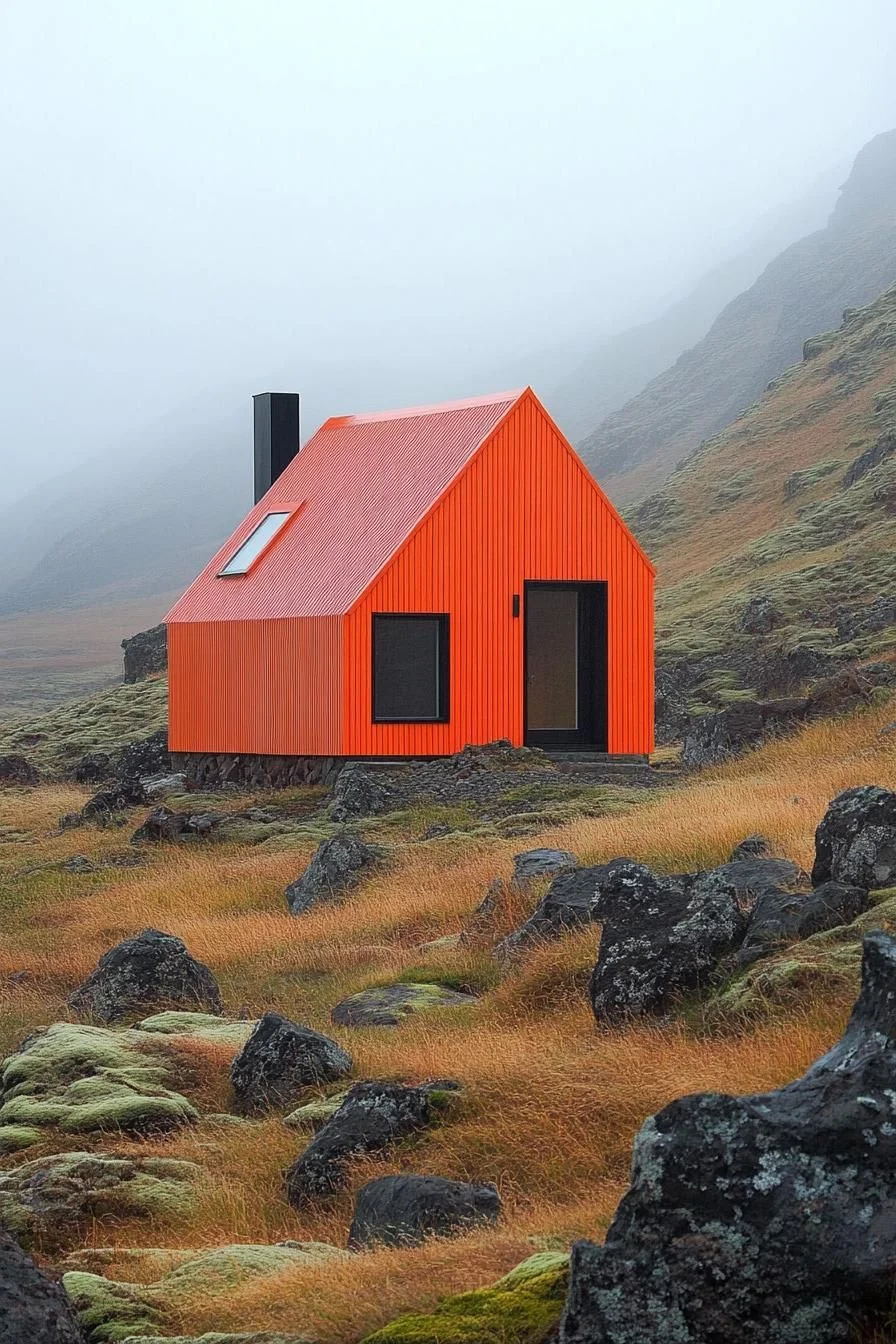 A Bright Cabin on a Foggy Hillside