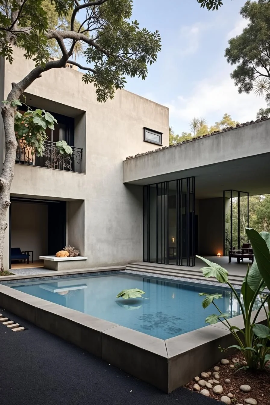 A Poolside Cube Built from Concrete