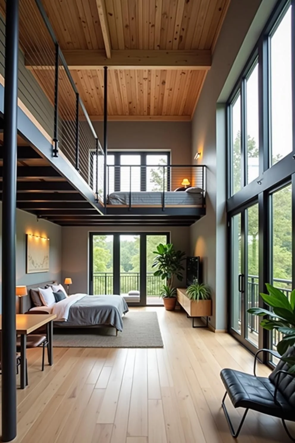 Wood-Paneled Loft Retreats in the Sky