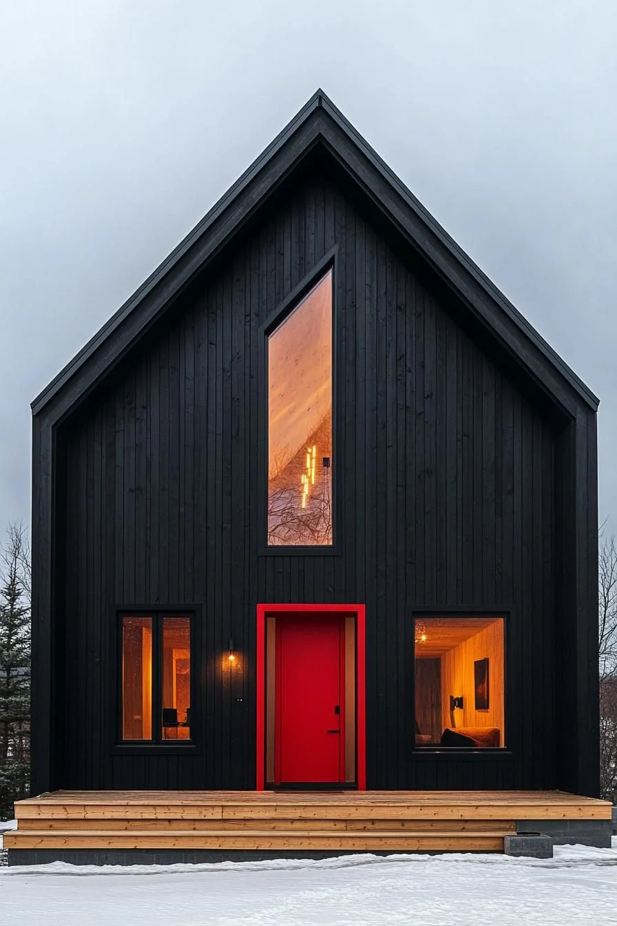 Scarlet-Accented Barn Facade