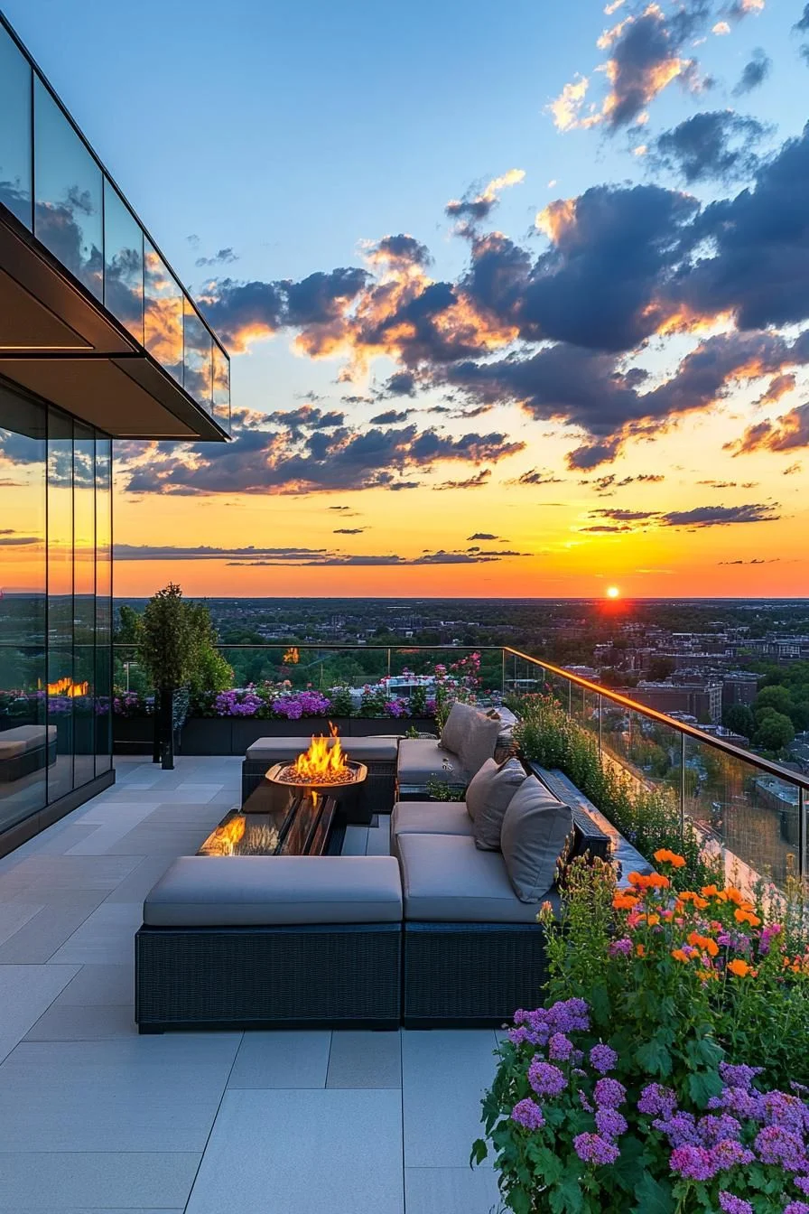 A Rooftop Paradise at Sunset
