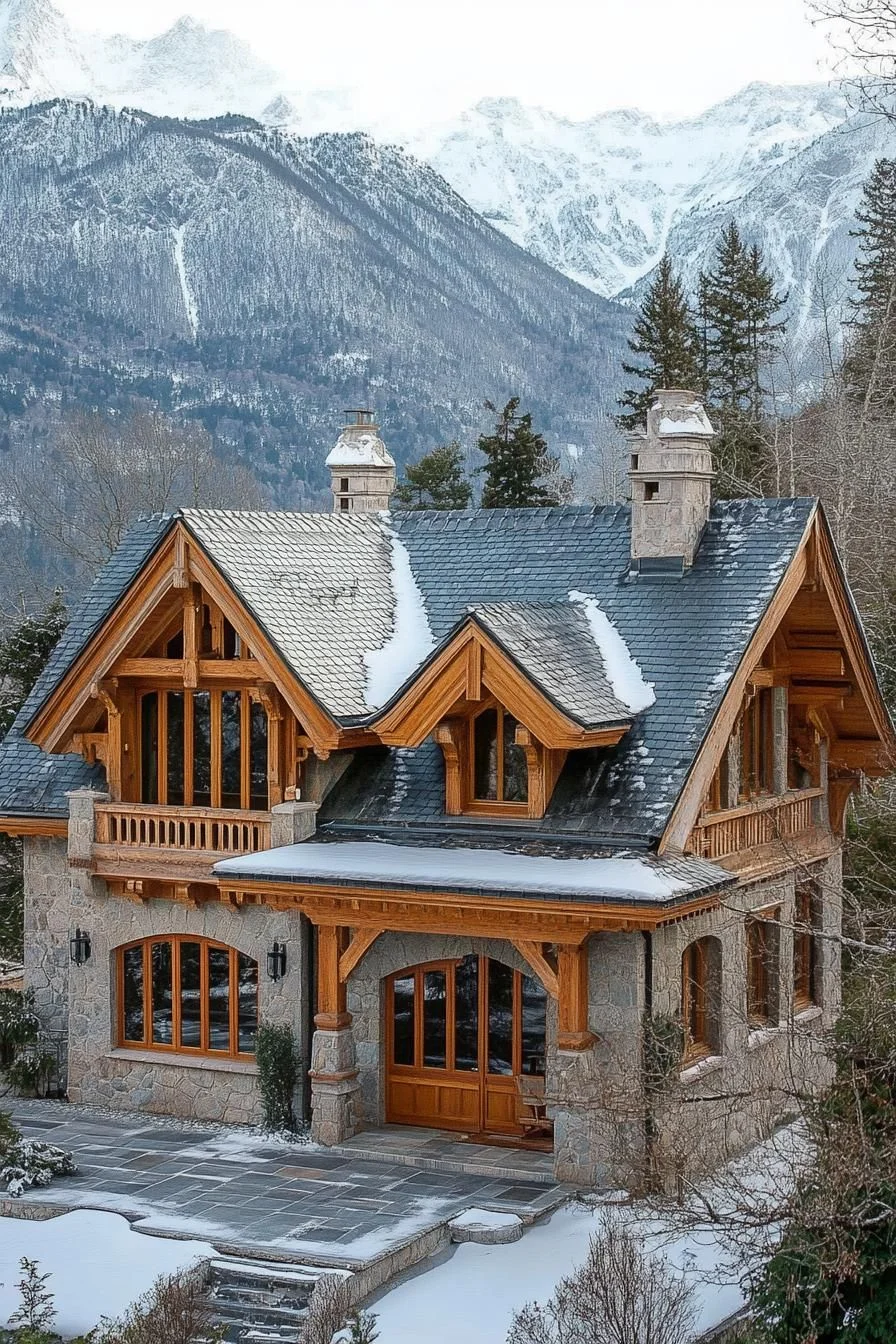 Slate Roofs With Dormer Windows and Carved Wood Details - photo 2