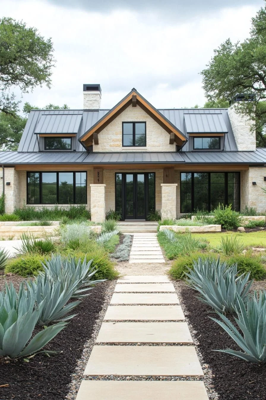 A Modern Farmhouse Retreat Along a Garden Path