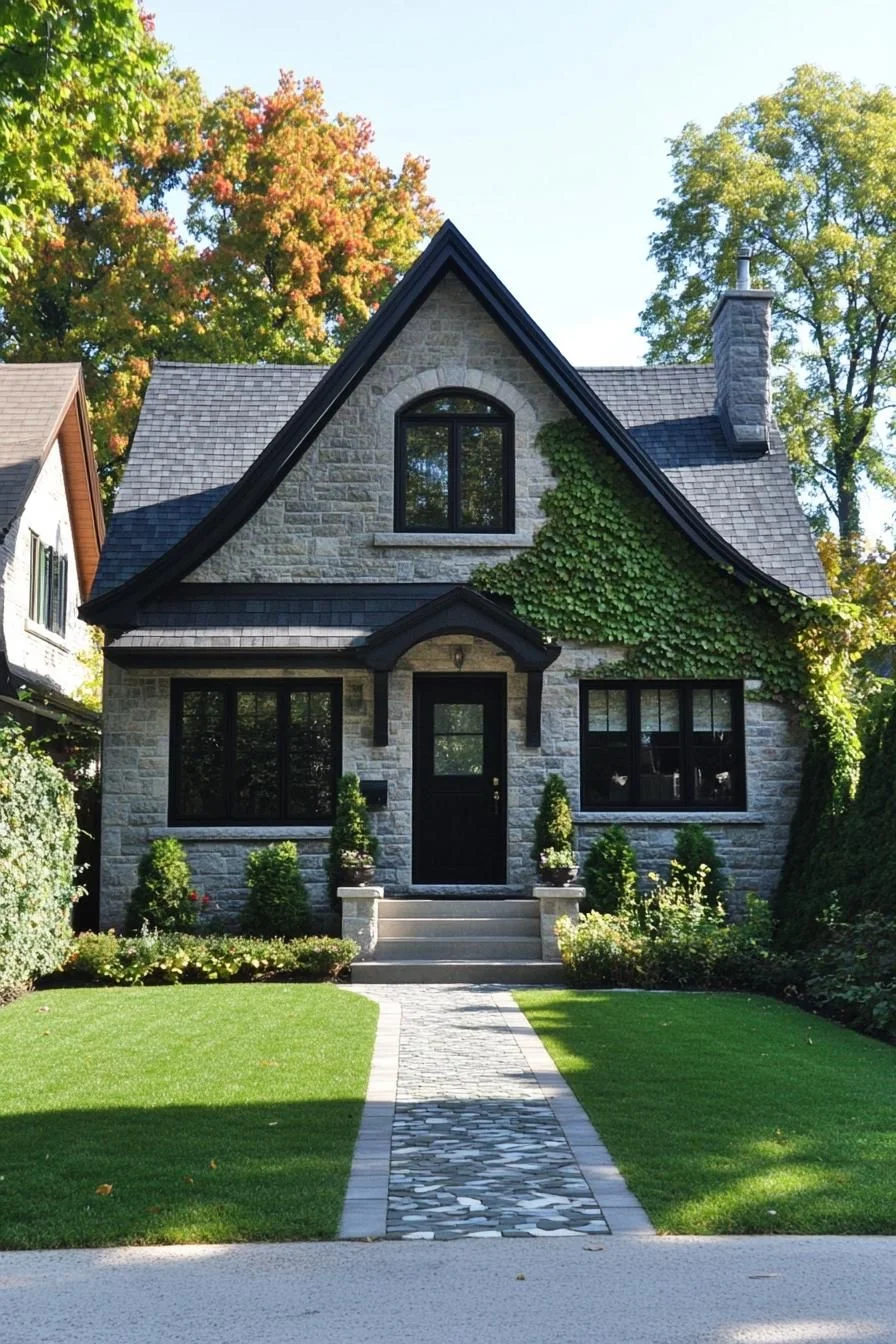Stone Cottage Draped in Green Vines