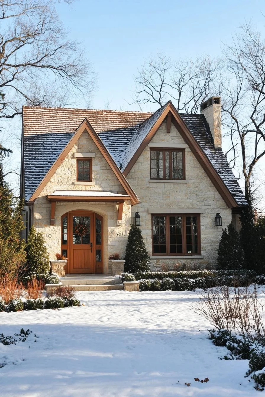 Snow-Draped Stone Cottage Getaway