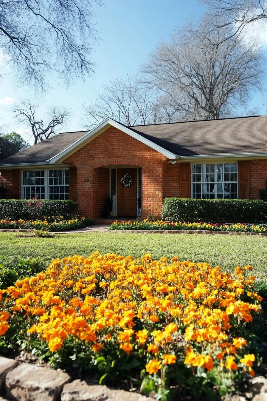 A Brick Ranch With a Blooming Entrance