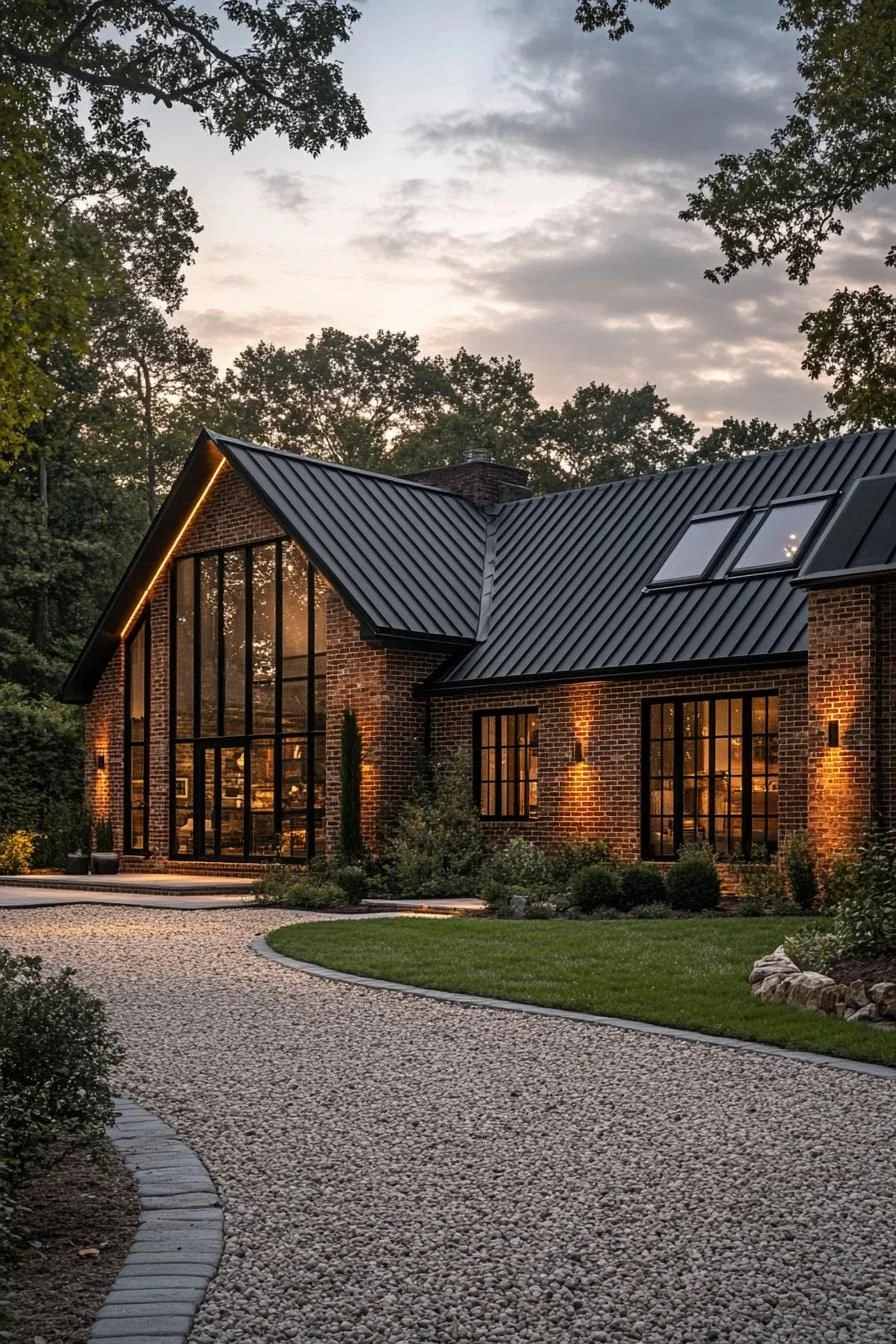 Brick Barn House in Bright Sunshine