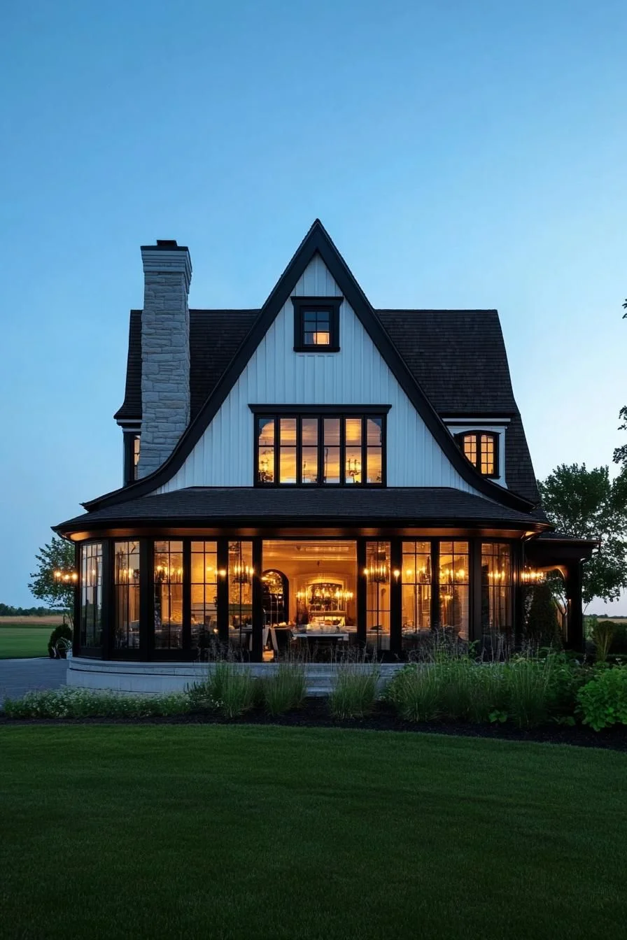 A Gabled Farmhouse at Twilight