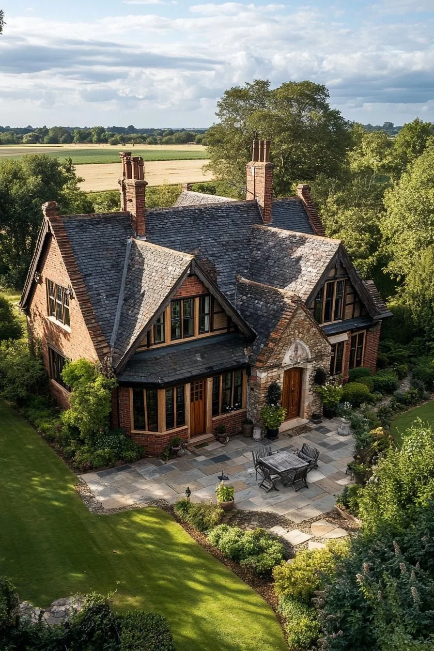A Manor Topped With a Slate Roof