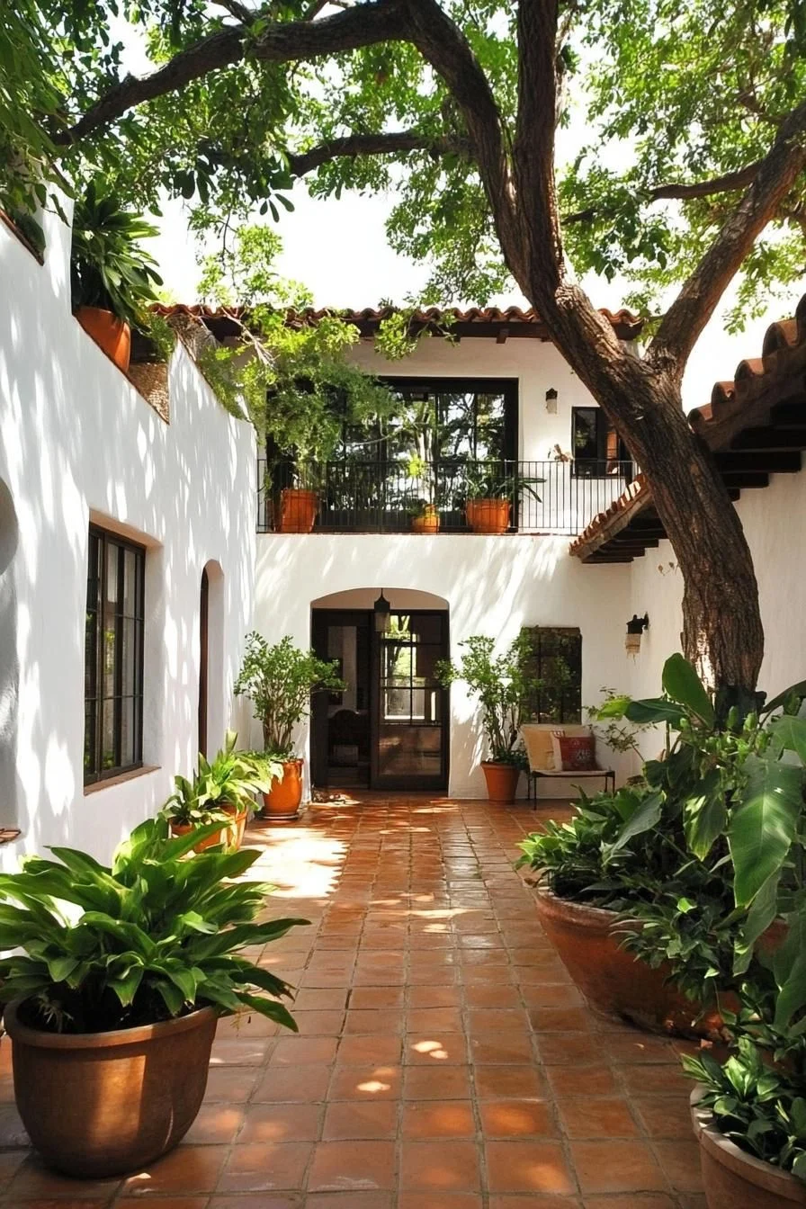 Shaded Courtyard in a Modern Mexican Home
