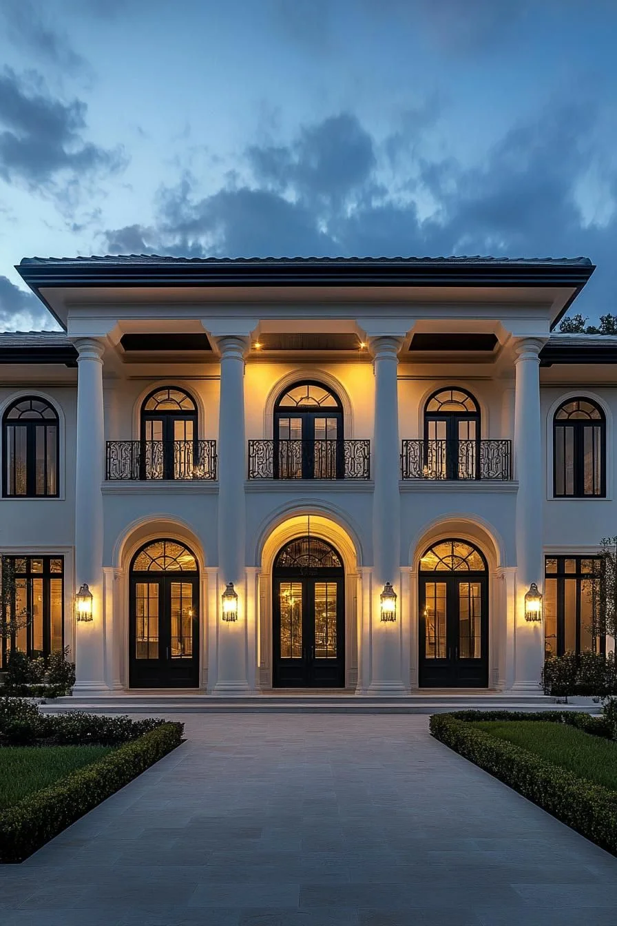 Grand Residence With Dramatic Lighting