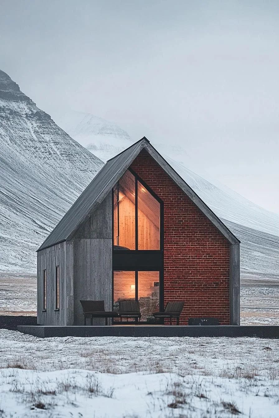 Brick-Accented Mountain Cabin Style