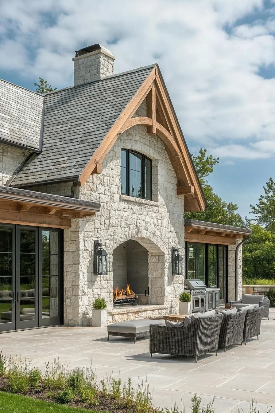A Modern Stone Retreat Among the Trees