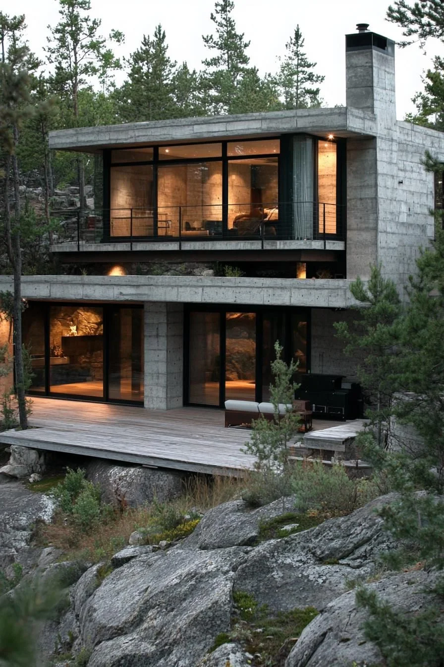 Concrete Slope House in Nature