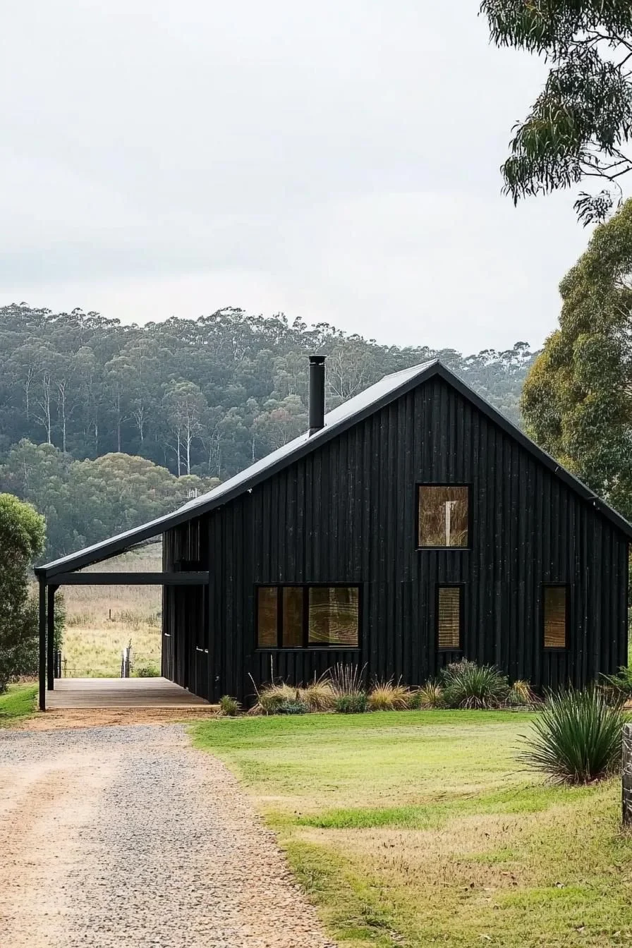 Glass Barn House Set in Nature