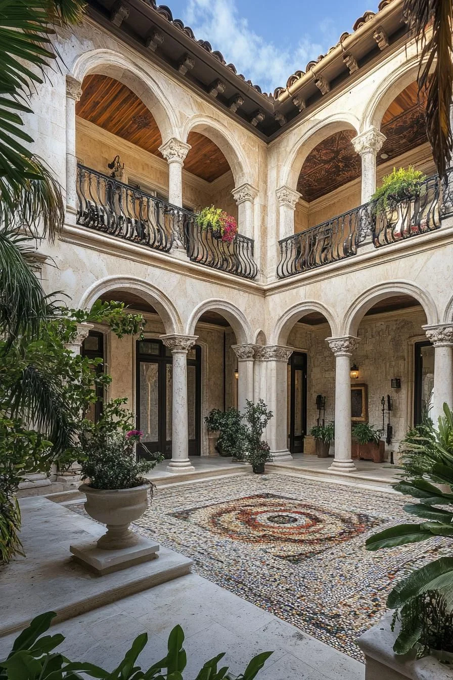 Spanish Colonial House With a Bright Courtyard