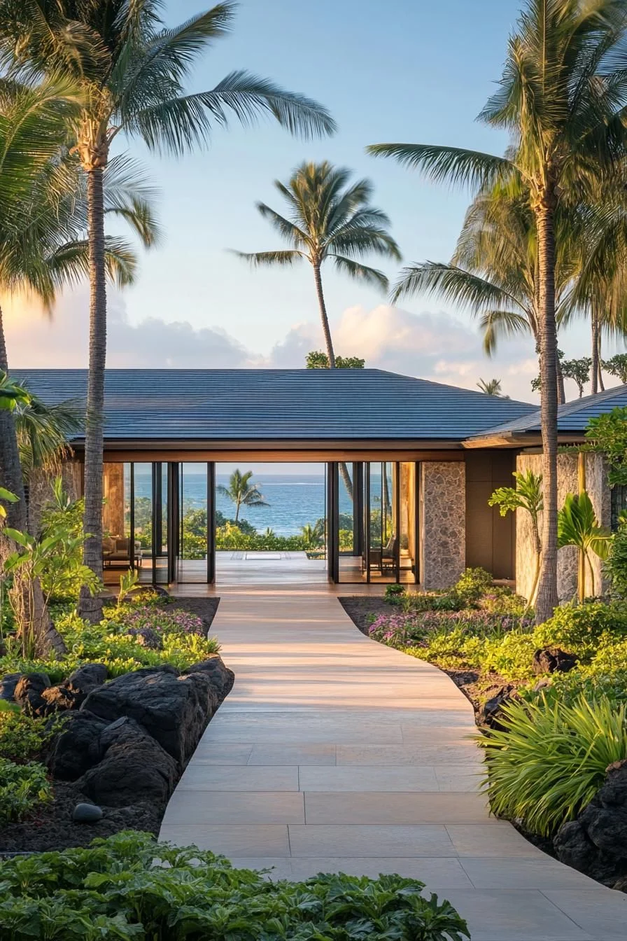 A Seaside Villa Along a Garden Path