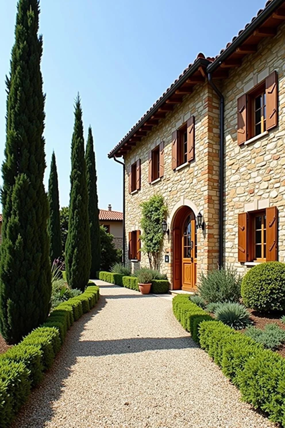 Garden Path Leading to a Tuscan Villa