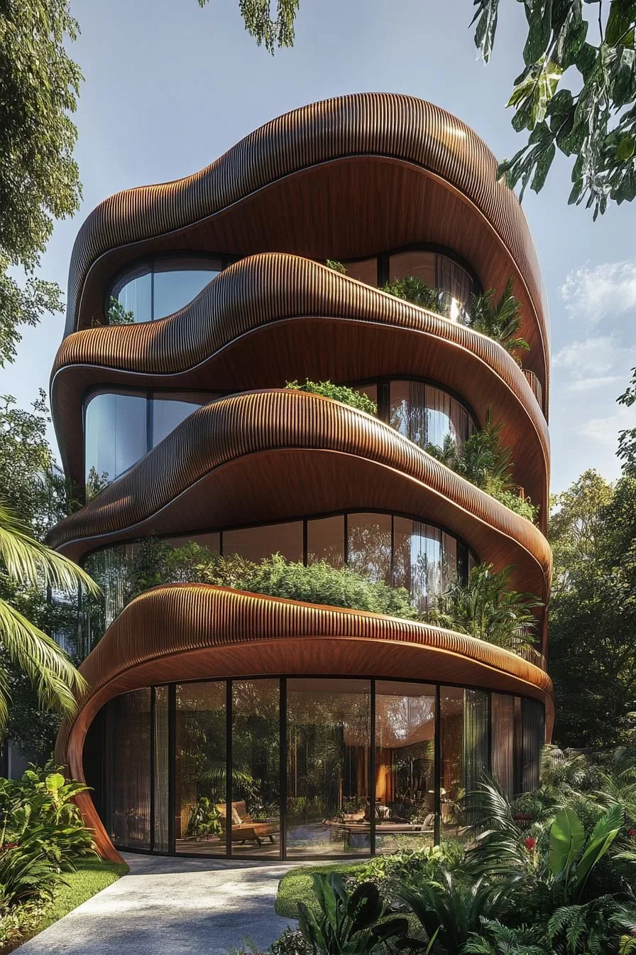 Curvy Copper-Toned Wood Canopy