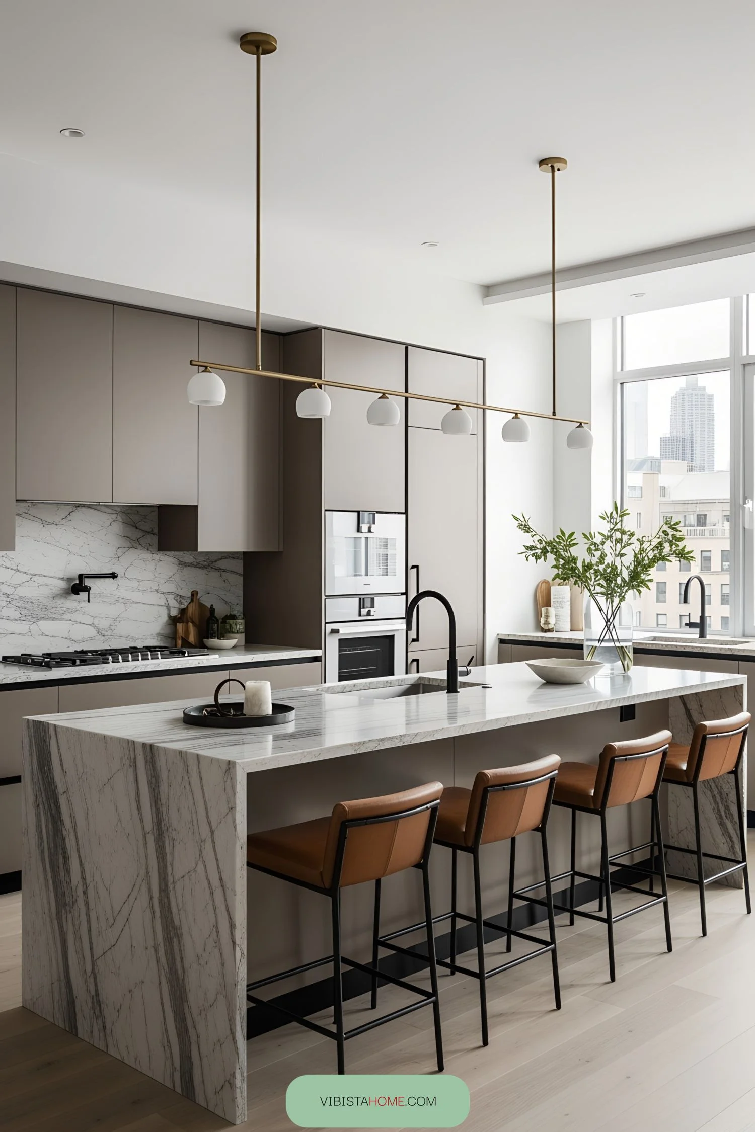 Urban Chic Kitchen Style with Marble Accents