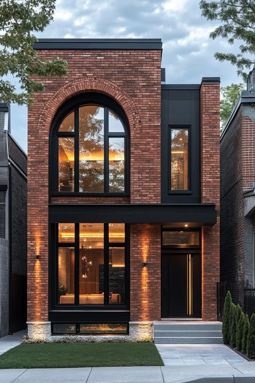 Stylish Windows on Brick Facade