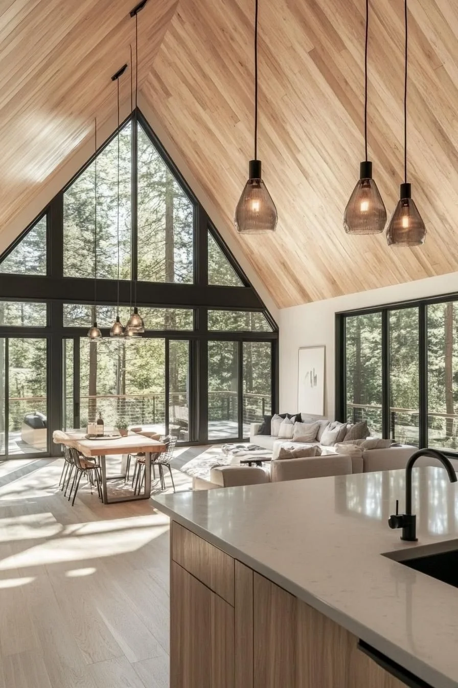 Sunlit A-Frame Living Areas