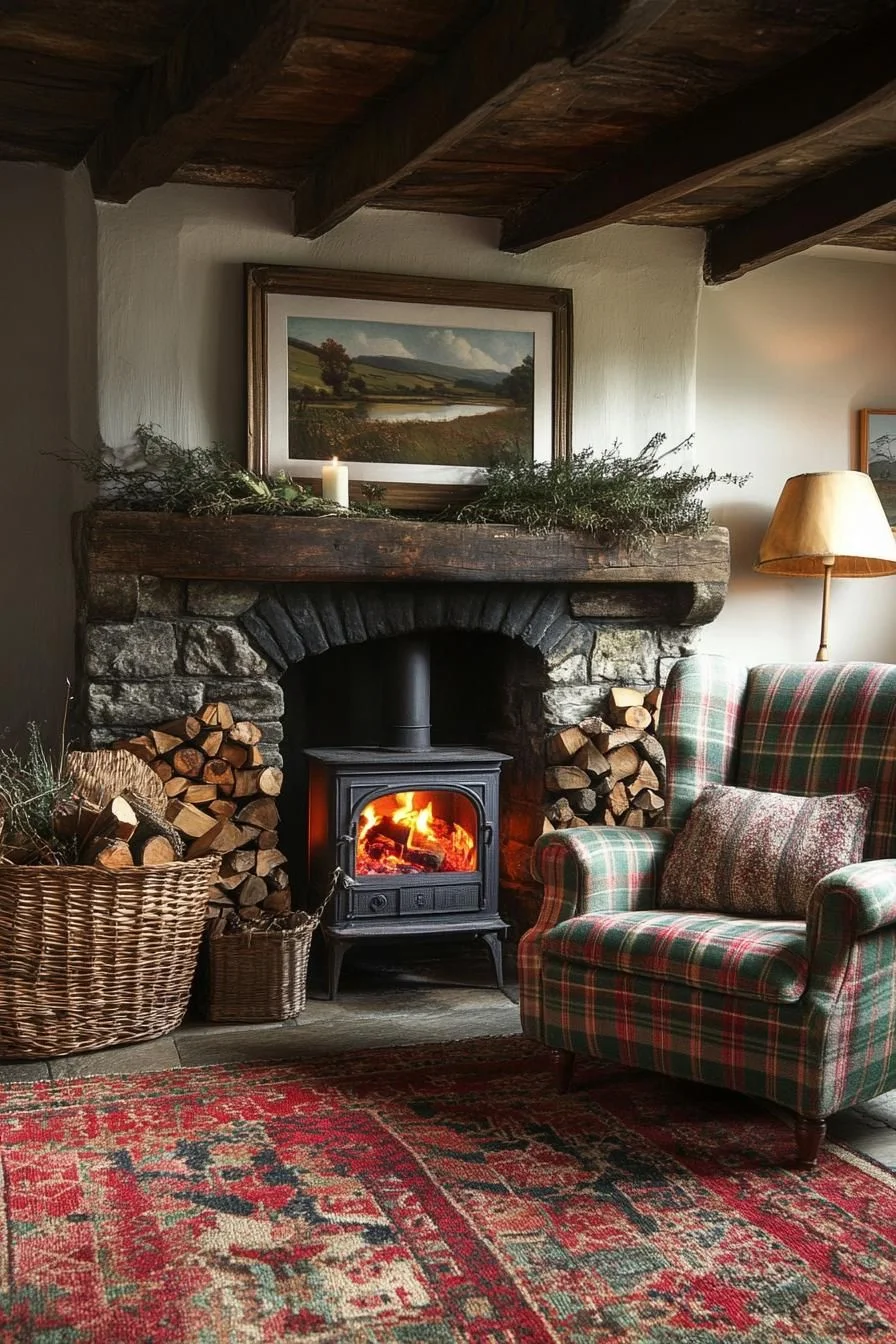 A Plaid-Accented Fireside Sanctuary